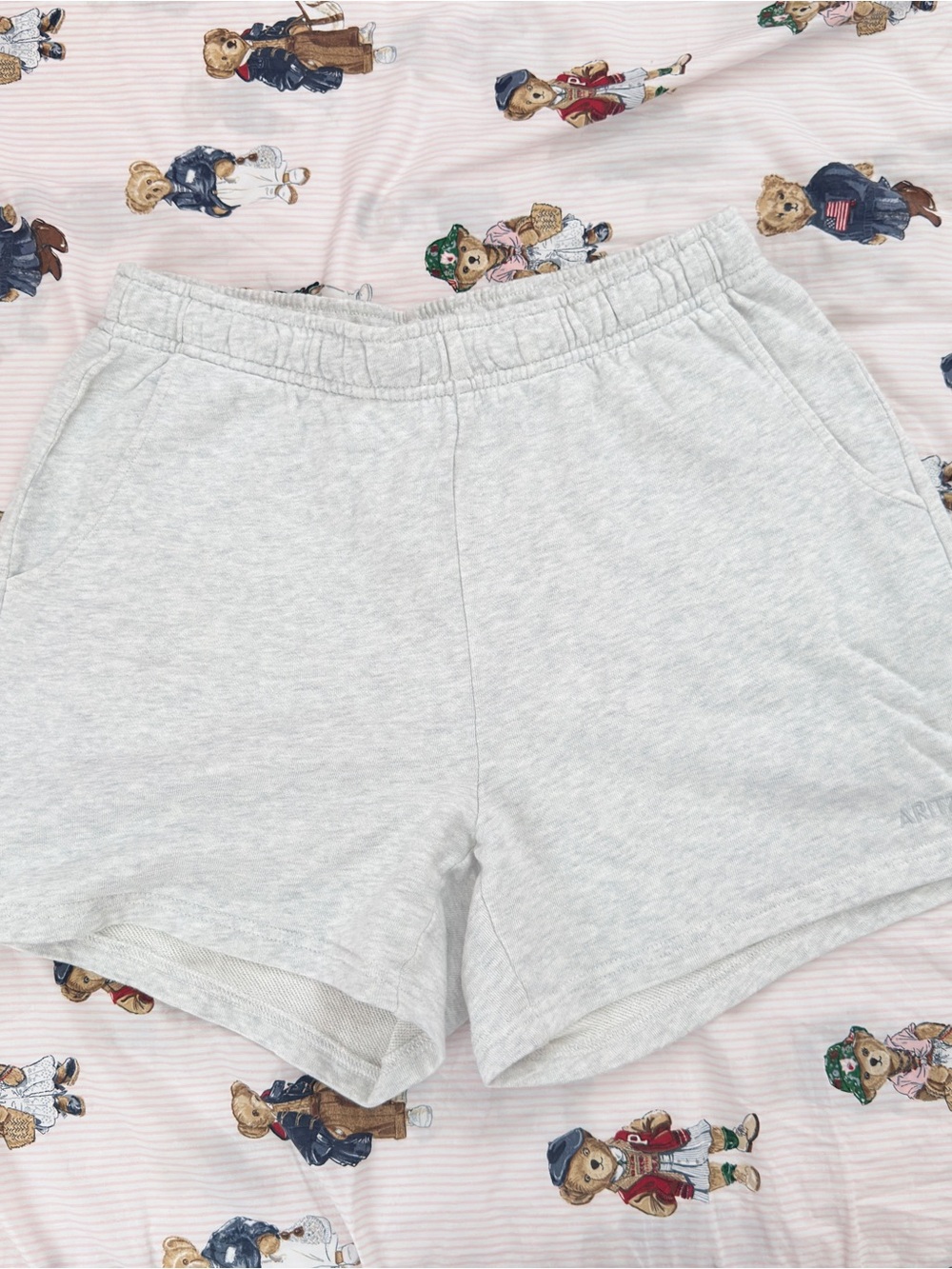 Aritzia airy terry shorts in Heather cloud white
